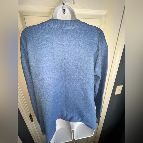 J. Jill Women's Medium Tall Blue Cotton Knit Crewneck Sweater Tunic Top MT - Picture 5 of 11